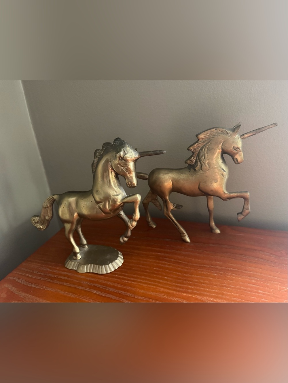 Vtg Solid Brass Unicorn Pair - Vintage Brass Animals